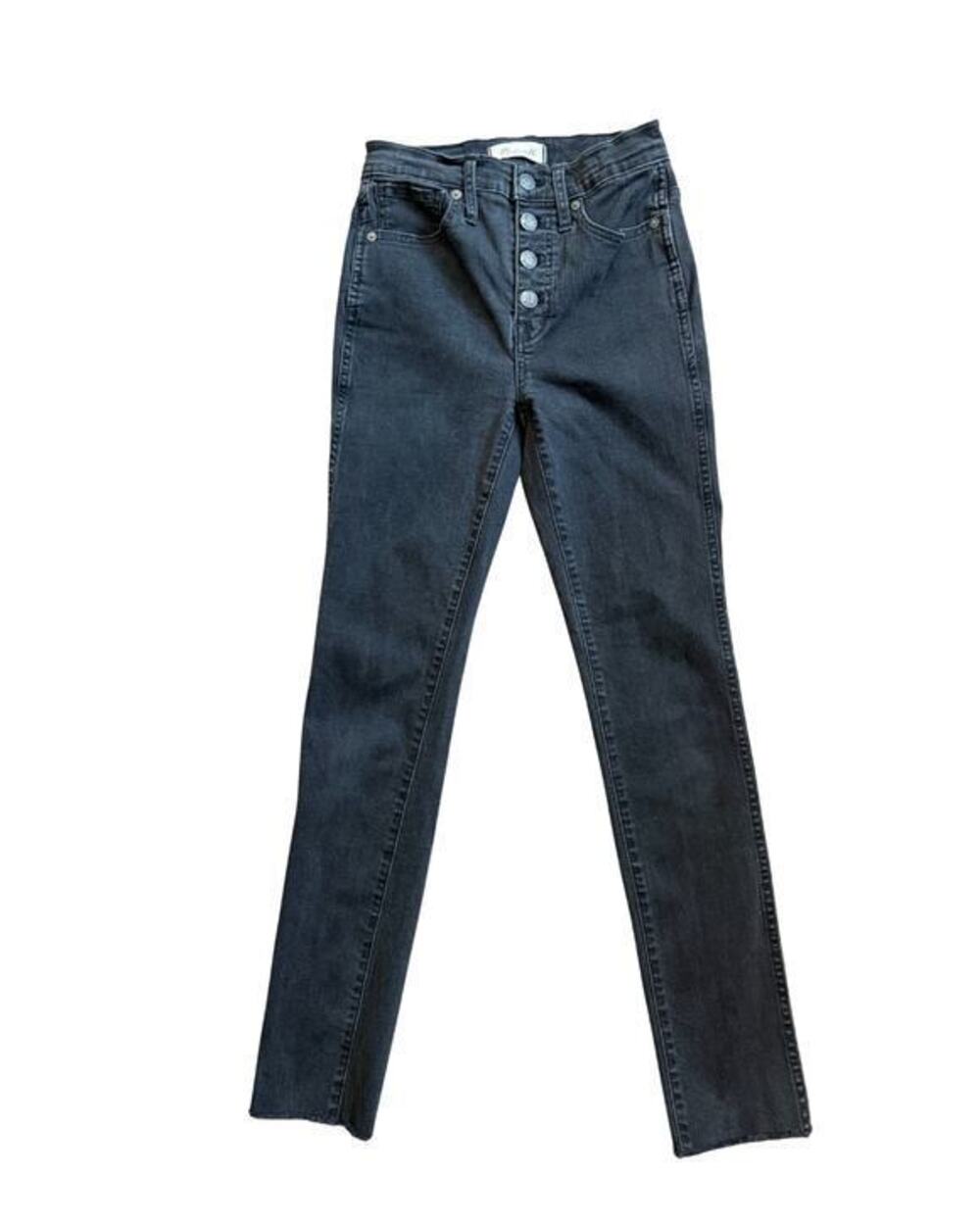 Madewell 10" High Rise Skinny Jeans Black Button Fly Size 24